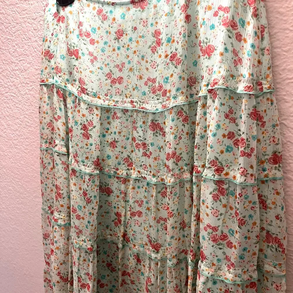 Rare Sundance 100% Silk Tiered Floral Skirt Prairie Boho Romantic Cottagecore 6 - Picture 5 of 7